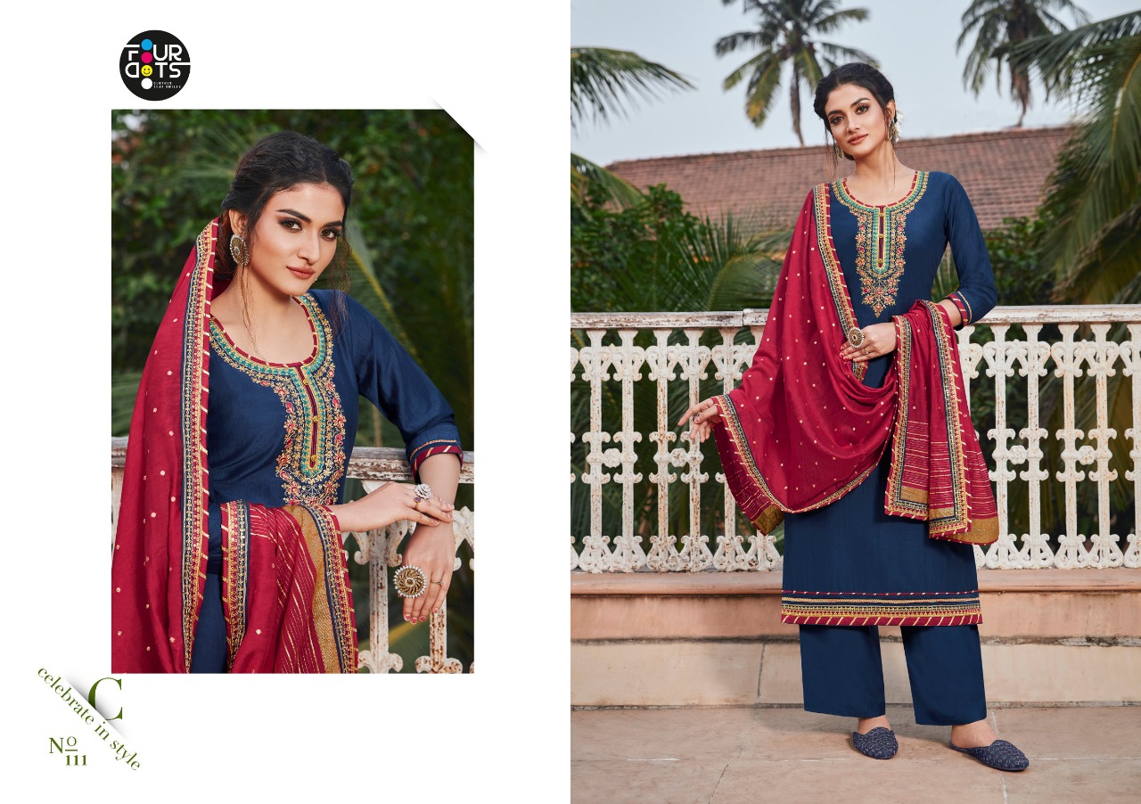 Four Dots Presents Manjari Parampara Silk Cording Embroidery Work Salwar Suit Wholesaler