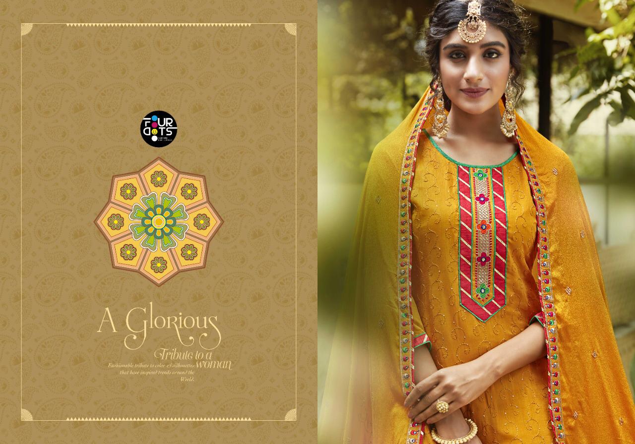 Four Dots Presents Akshra Muslin Designer Plazzo Salwar Suit Wholesaler