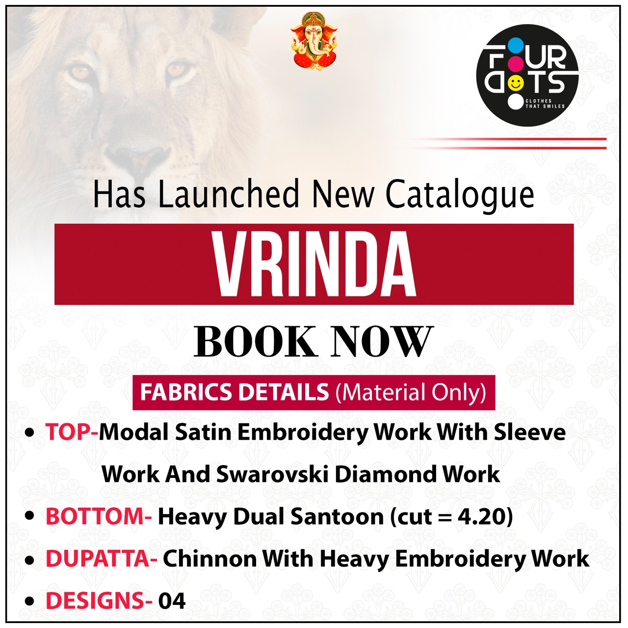 Four Dots Presents Vrinda Satin Embroidery Work Straight Salwar Suit Wholesaler