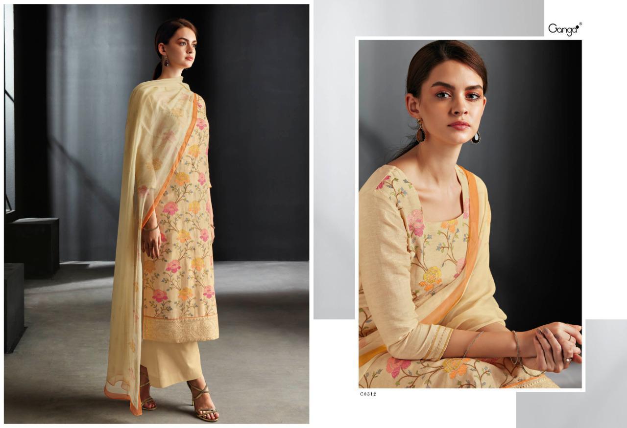 Ganga Suite Presents Nova Pure Cotton Linen Embroidery Work Salwar Suit Wholesaler