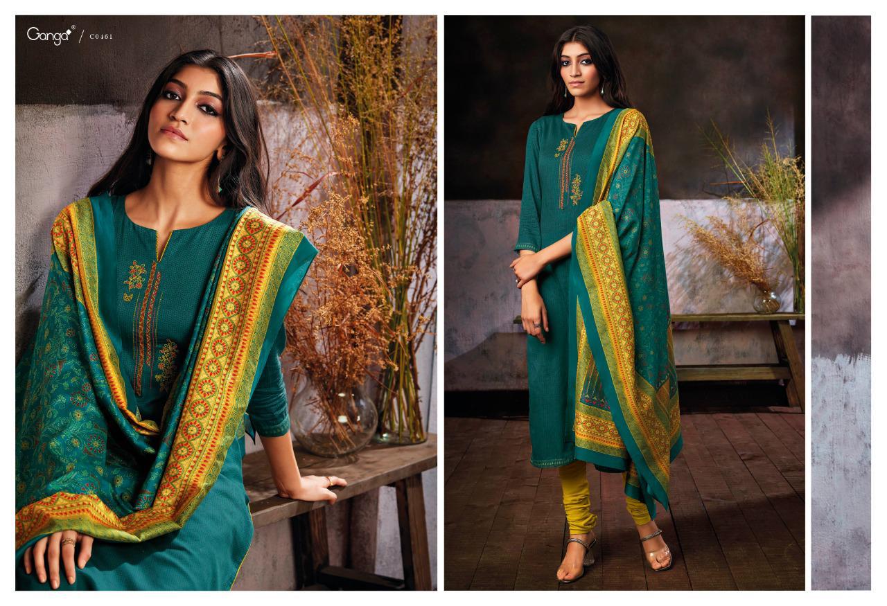 Ganga Suite Presents Hera Cotton Satin Printed Embroidery Work Salwar Suit Wholesaler