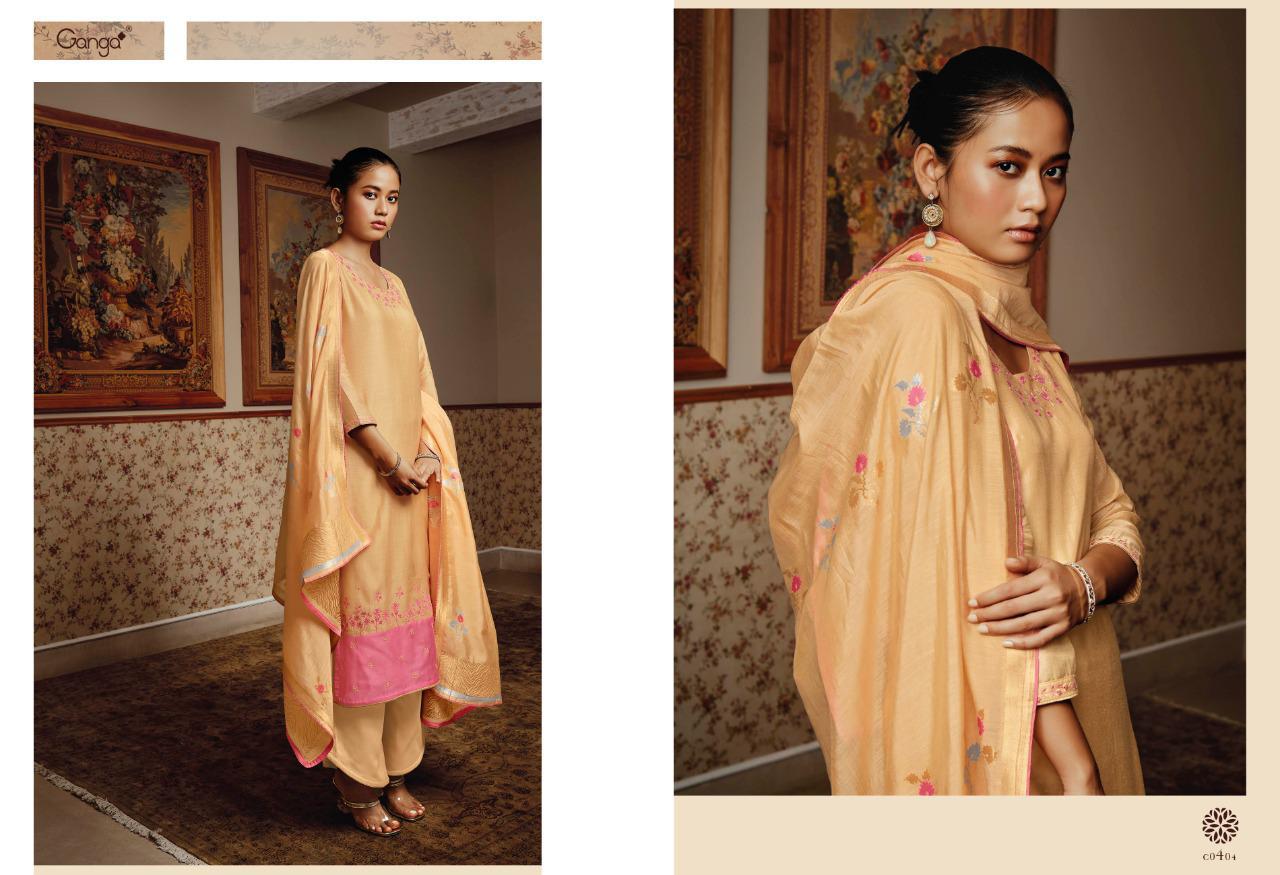 Ganga Suite Presents Nesrin Bemberg Silk Embroidery Work Salwar Suit Wholesaler