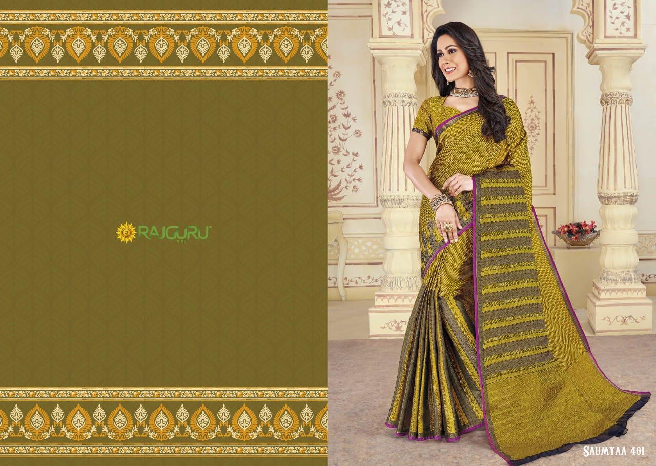 Rajguru Presents Saumya Beautiful Designer Top Dyed Silk Sarees Catalogue Wholesaler