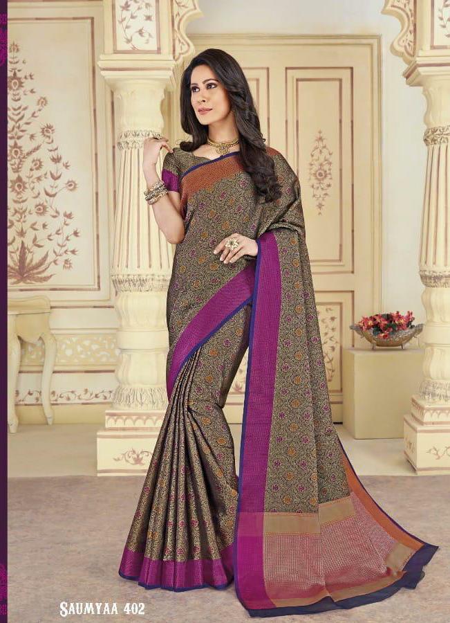 Rajguru Presents Saumya Beautiful Designer Top Dyed Silk Sarees Catalogue Wholesaler