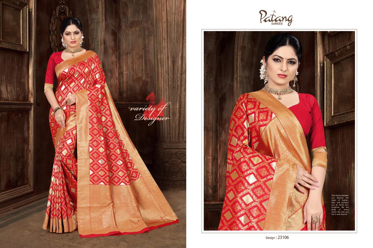 Patang Sarees Presents 23101 Series Beautiful Special Red Silk Sarees Catalog Wholesaler