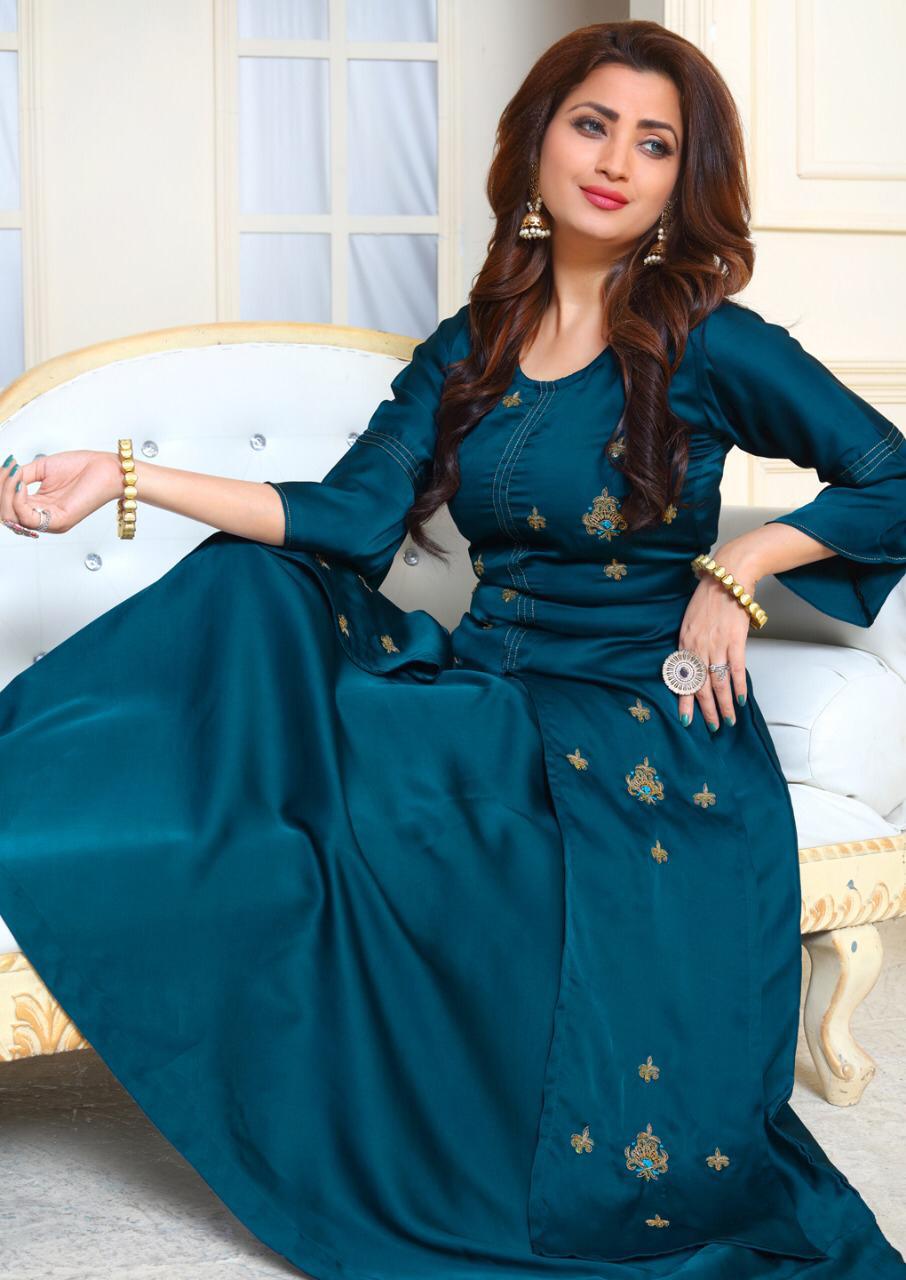 Ladies Flavour Presents Maharani Beautiful Designer Party Wear Simple Gown Catalog Wholesaler