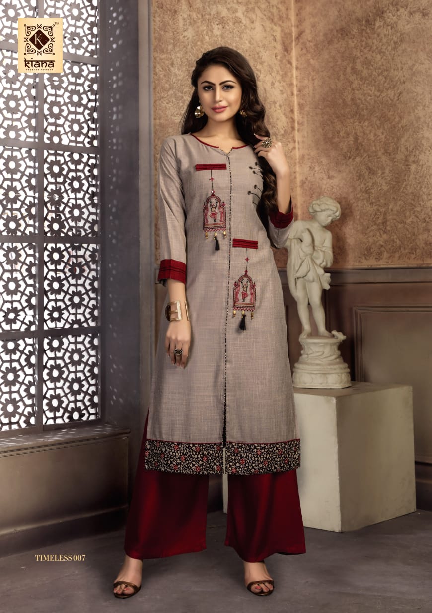 Kaina Presents Timeless Beautiful Designer Kurtis With Plazzo Collection At Wholesale
