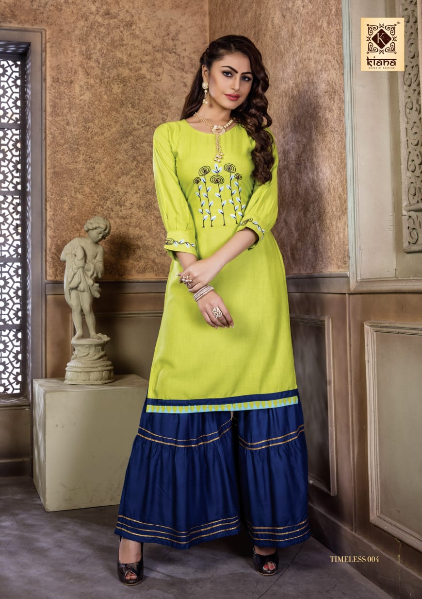 Kaina Presents Timeless Beautiful Designer Kurtis With Plazzo Collection At Wholesale