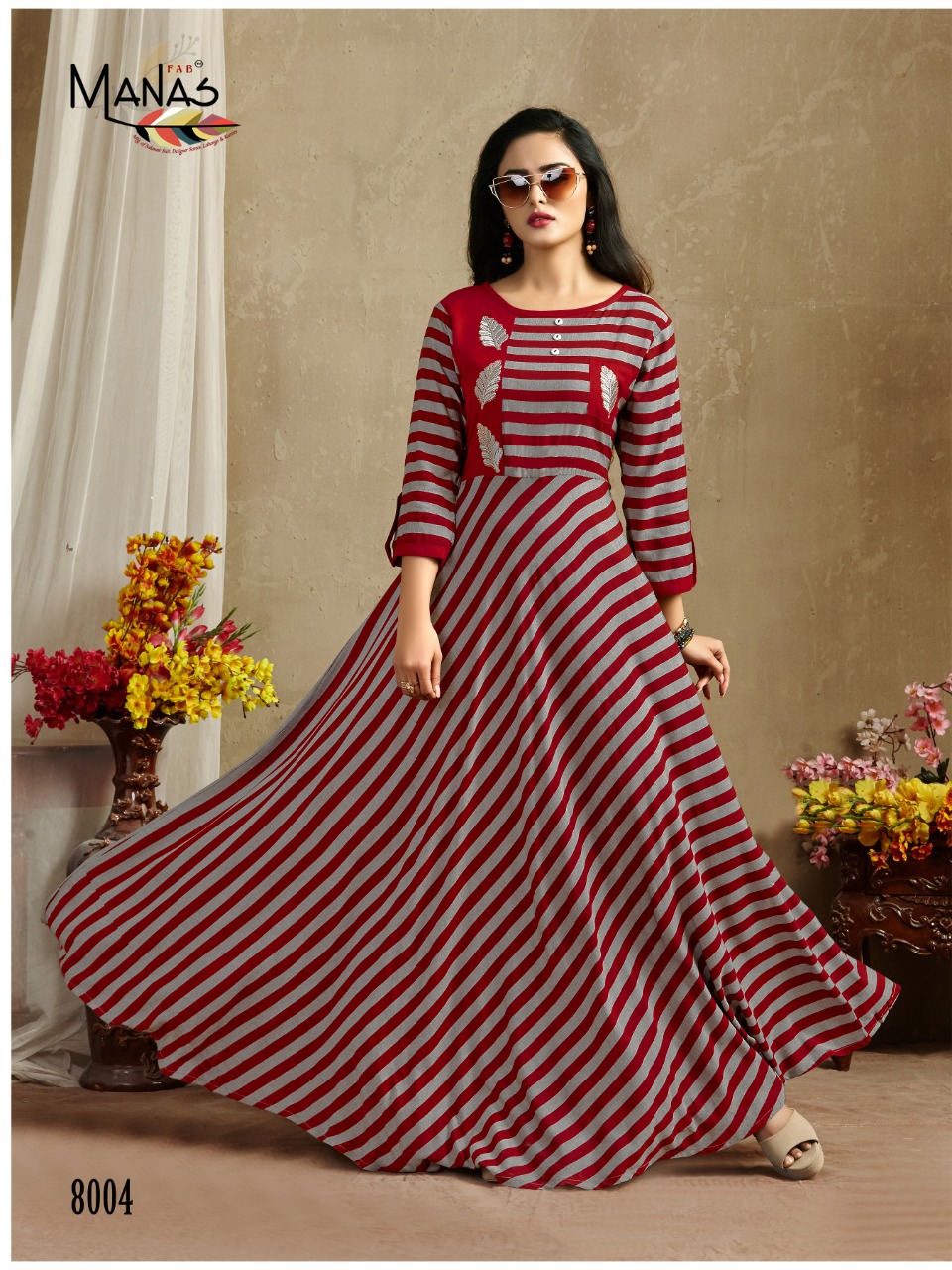 Manas Presents Classic Simple Designer Rayon Printed Gown Style Kurtis Catalogue Wholesaler