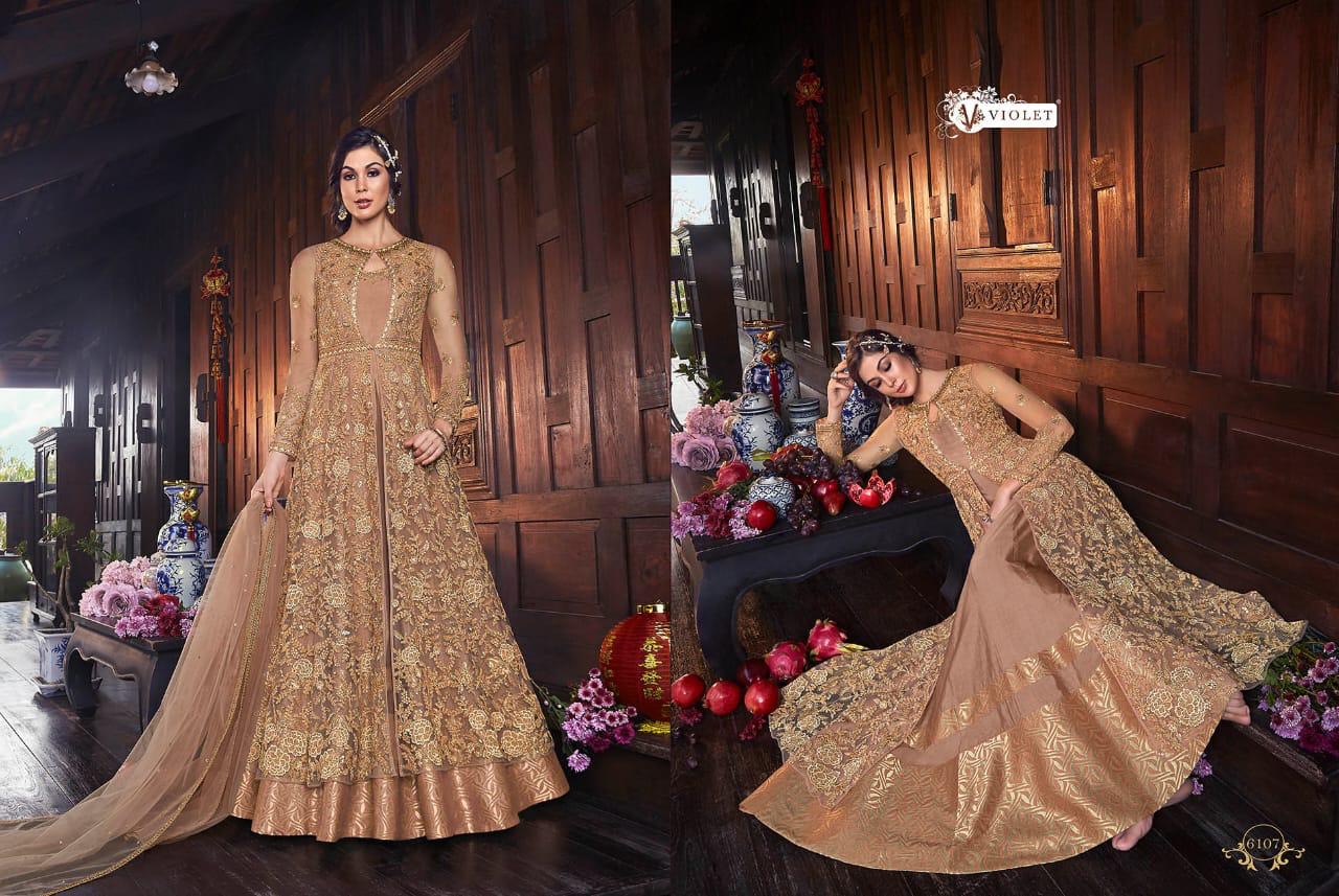 Swagat Presents Snow-white 6101 To 6111 Series Heavy Bridal Designer Gown Catalogue Wholesaler