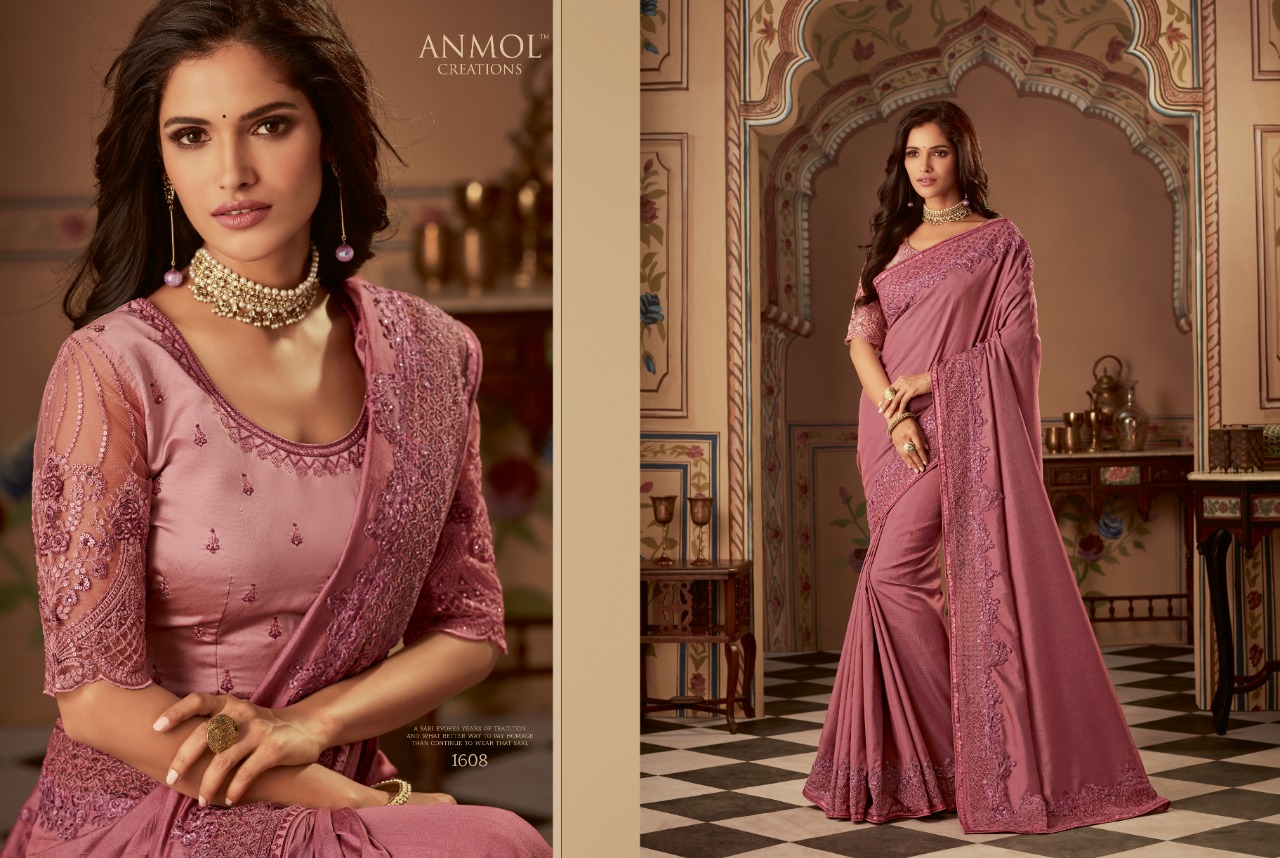 Anmol Presents Shades 1601 To 1615 Series Bollywood Style Party Wear Exclusive Sarees Catalog Collection