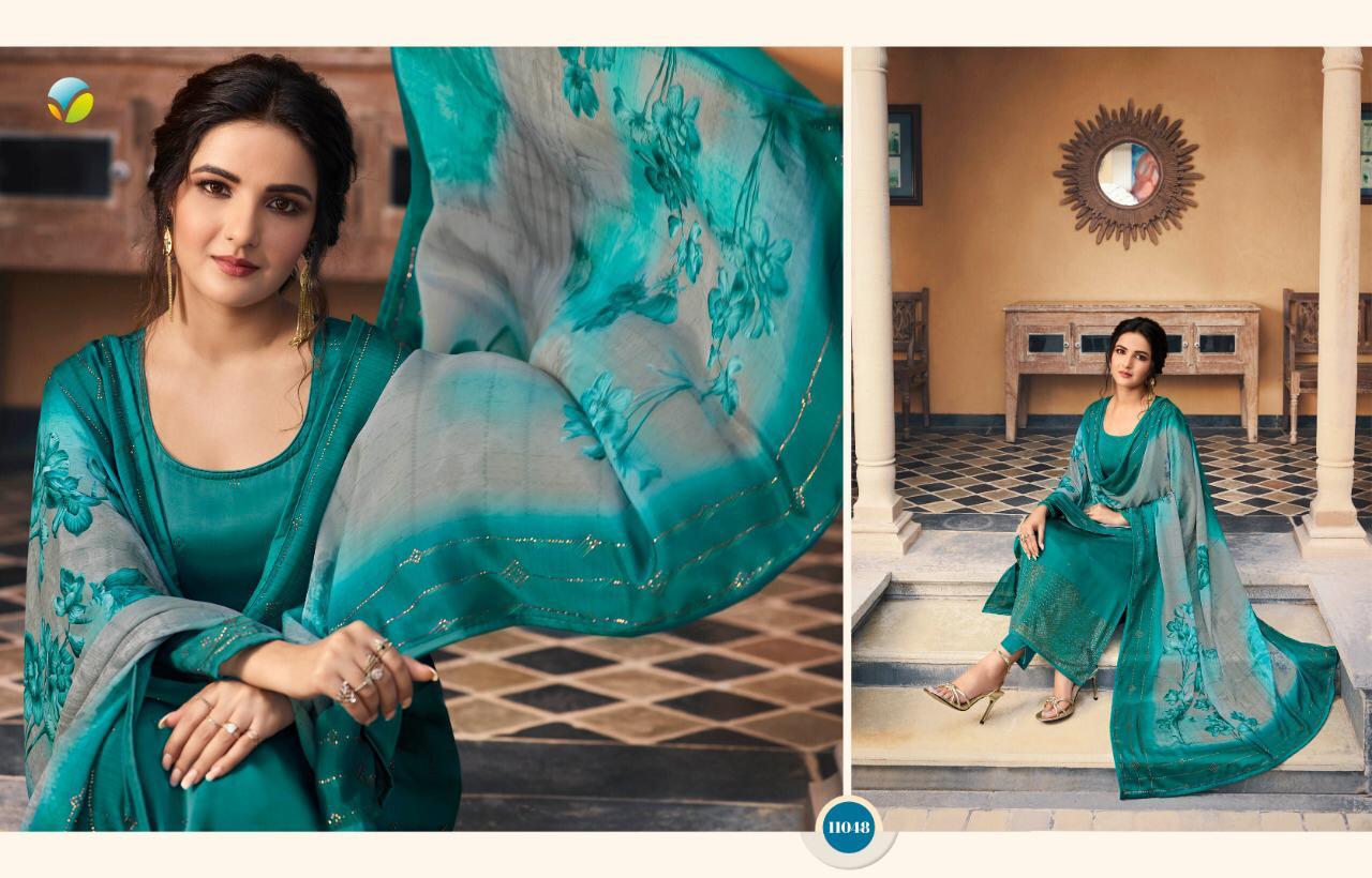 Vinay Presents Sunshine Satin Georgette With Digital Printed Dupattas And Swarokshi Dimound Work  Straight Salwar Suit Catalogues Wholesaler