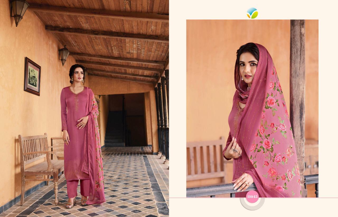 Vinay Presents Sunshine Satin Georgette With Digital Printed Dupattas And Swarokshi Dimound Work  Straight Salwar Suit Catalogues Wholesaler