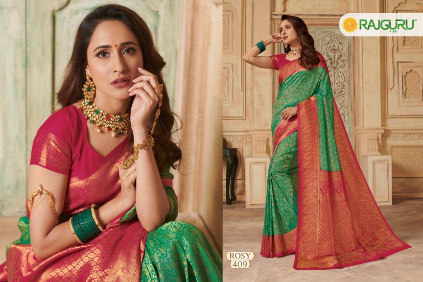 Rajguru Presents Rosy Bliss Exclusive Designer Upcoming Fastive Marriage Session Pure Silk Sarees Collection