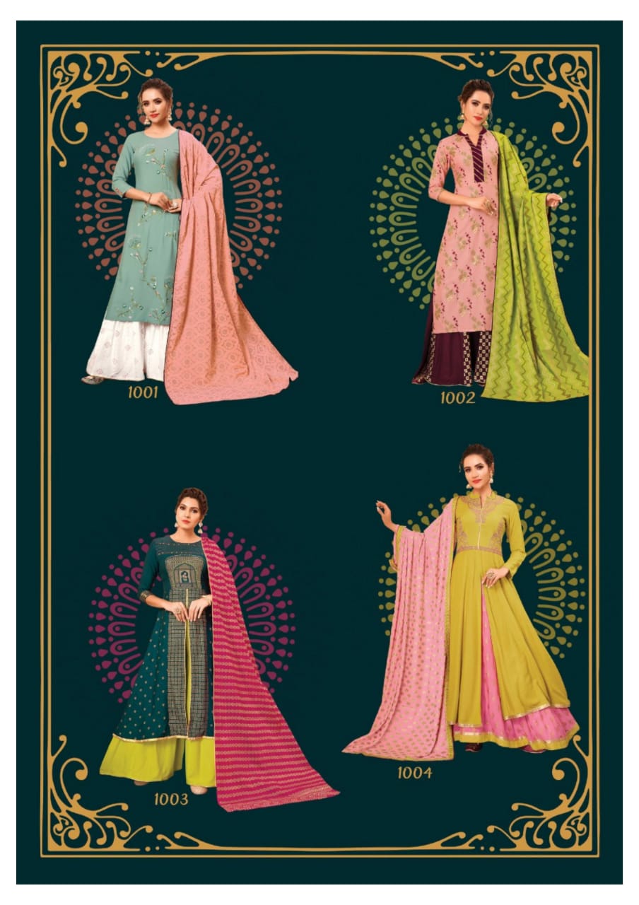 Kajal Style Presents Gulzar Vol-1 Designer Kurtis With Plazzo Collection At Wholesale