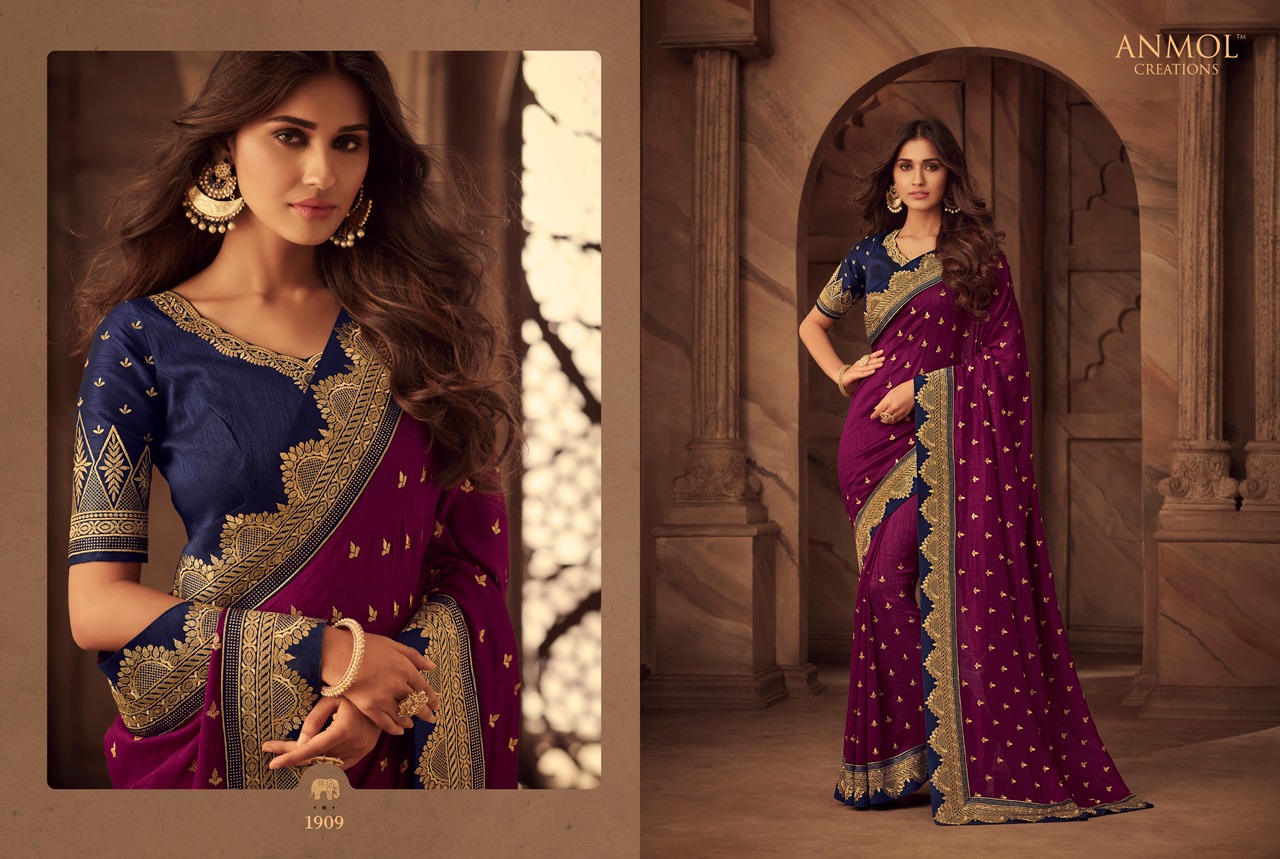 Anmol Presents Aura Vol-7 Exclusively Party Wear Bollywood Style Sarees Catalogues Wholesaler And Exporters