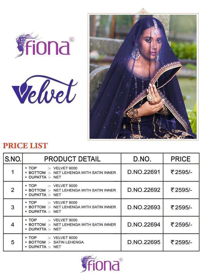 Fiona Presents Velvet Designer Winter Wear Special Top With Lehenga Collection