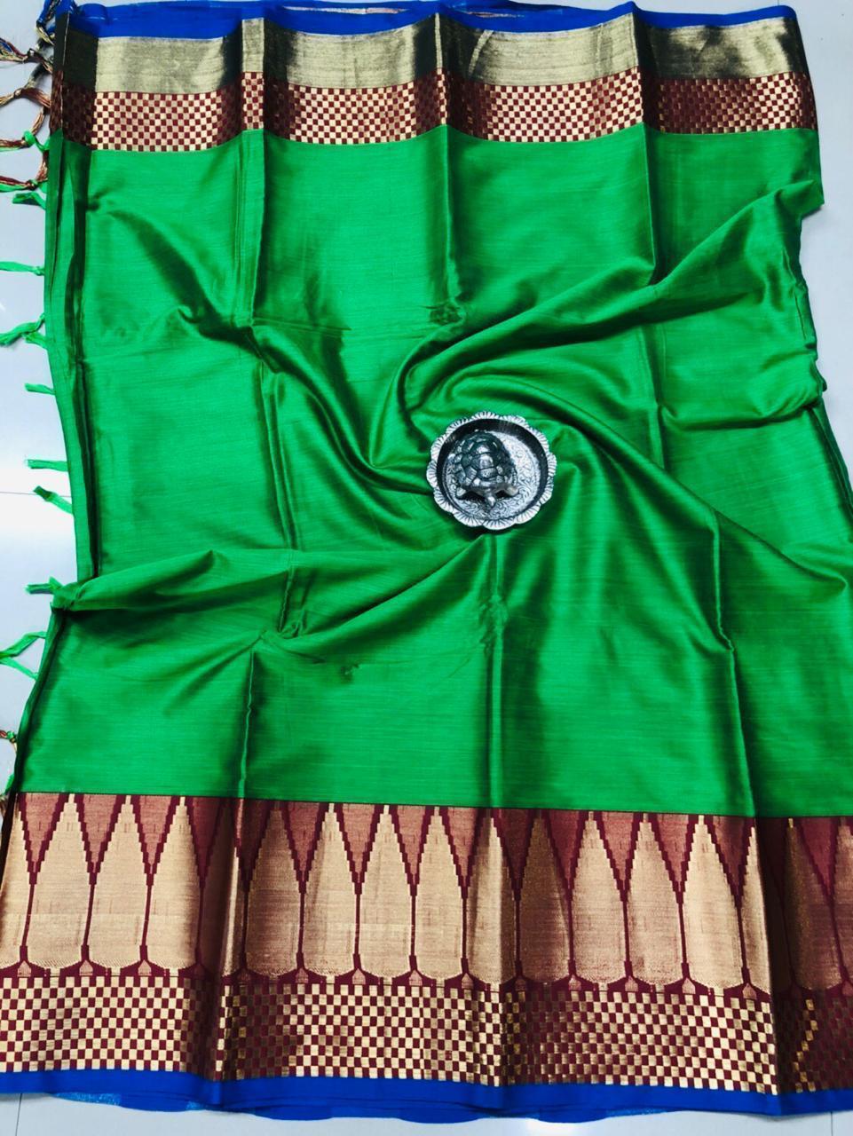 Aura Saree Presents Bandini Pure Cotton Silk Fancy Jacqard Border Sarees Wholesaler