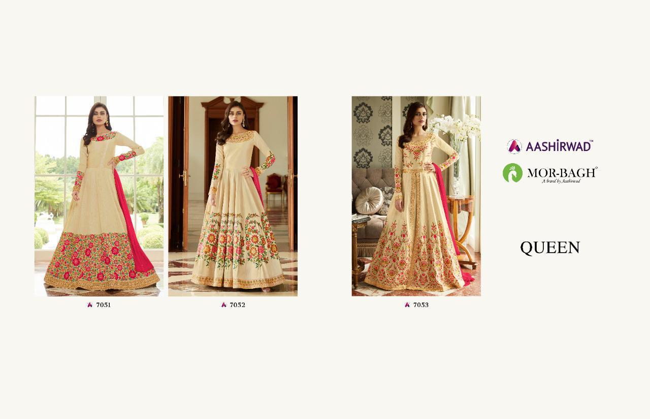 Aashirwad Presents Queen Mellbery Silk With Embroidery Work Gown Collection At Wholesale
