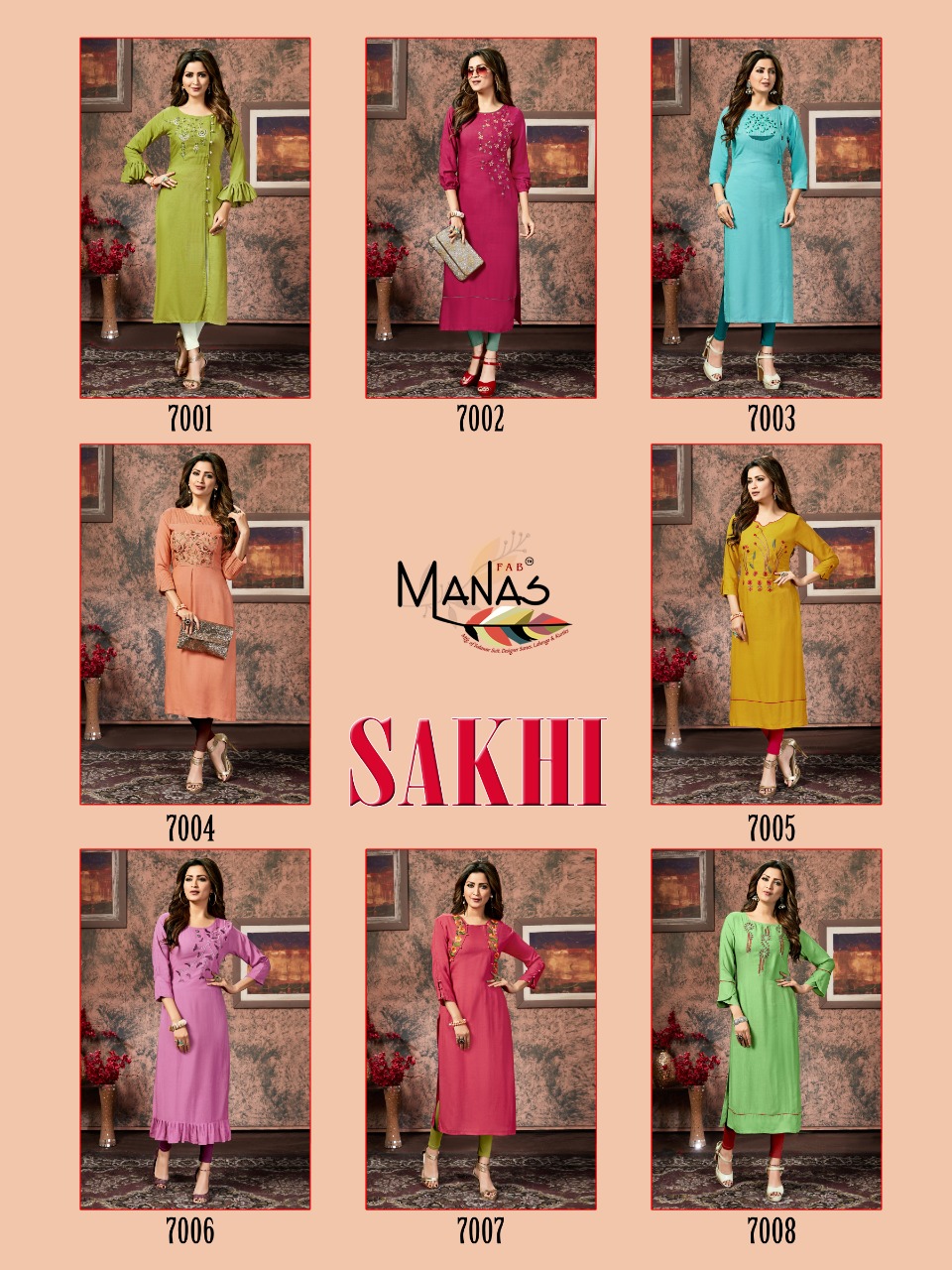 Manas Presents Sakhi Designer Rayon Straight Kurtis Catalogue Wholesaler