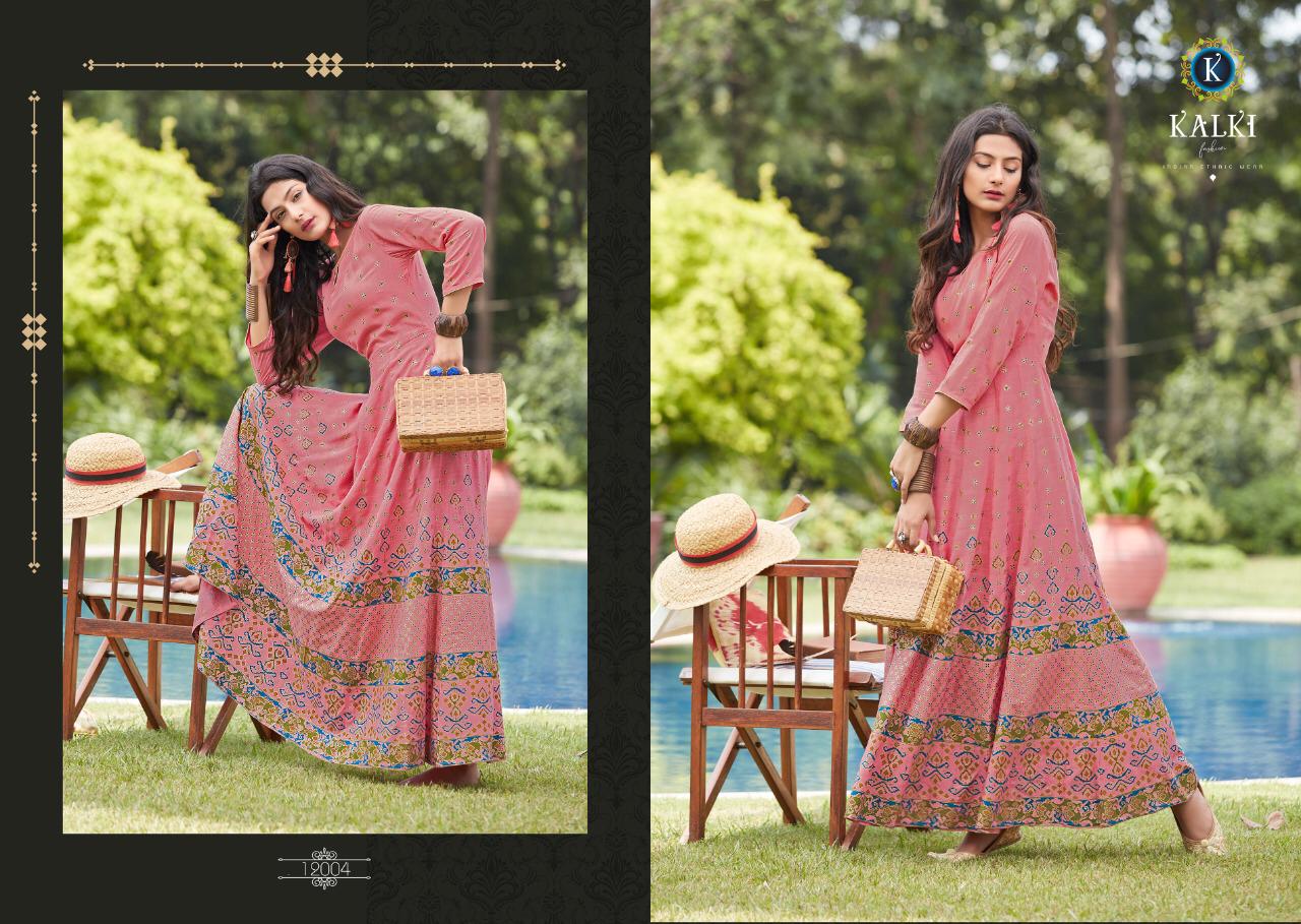 Kalki Fashion Presents Womaniya Designer Party Wear Gown Style Kurtis Catalogue Wholesaler