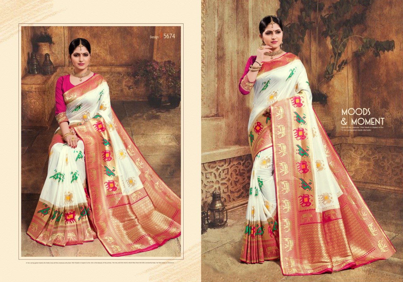 Patang Presents Tanhaji Silk Beautiful Designer Indian Marriage Wear Panetar Sarees Catalogue Wholesaler