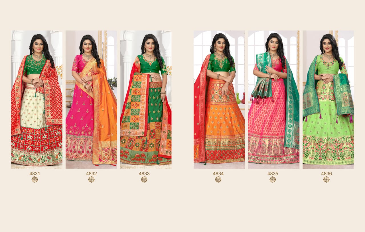 Kessi Presents Odhani Traditional Wear Silk Jacquard Kali Heavy Minakari Lehenga Choli Catalog Wholesaler