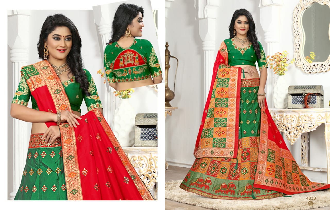 Kessi Presents Odhani Traditional Wear Silk Jacquard Kali Heavy Minakari Lehenga Choli Catalog Wholesaler