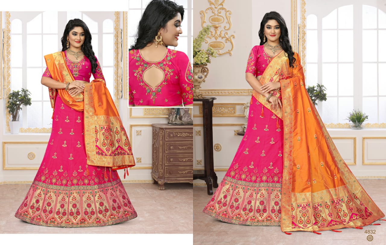 Kessi Presents Odhani Traditional Wear Silk Jacquard Kali Heavy Minakari Lehenga Choli Catalog Wholesaler