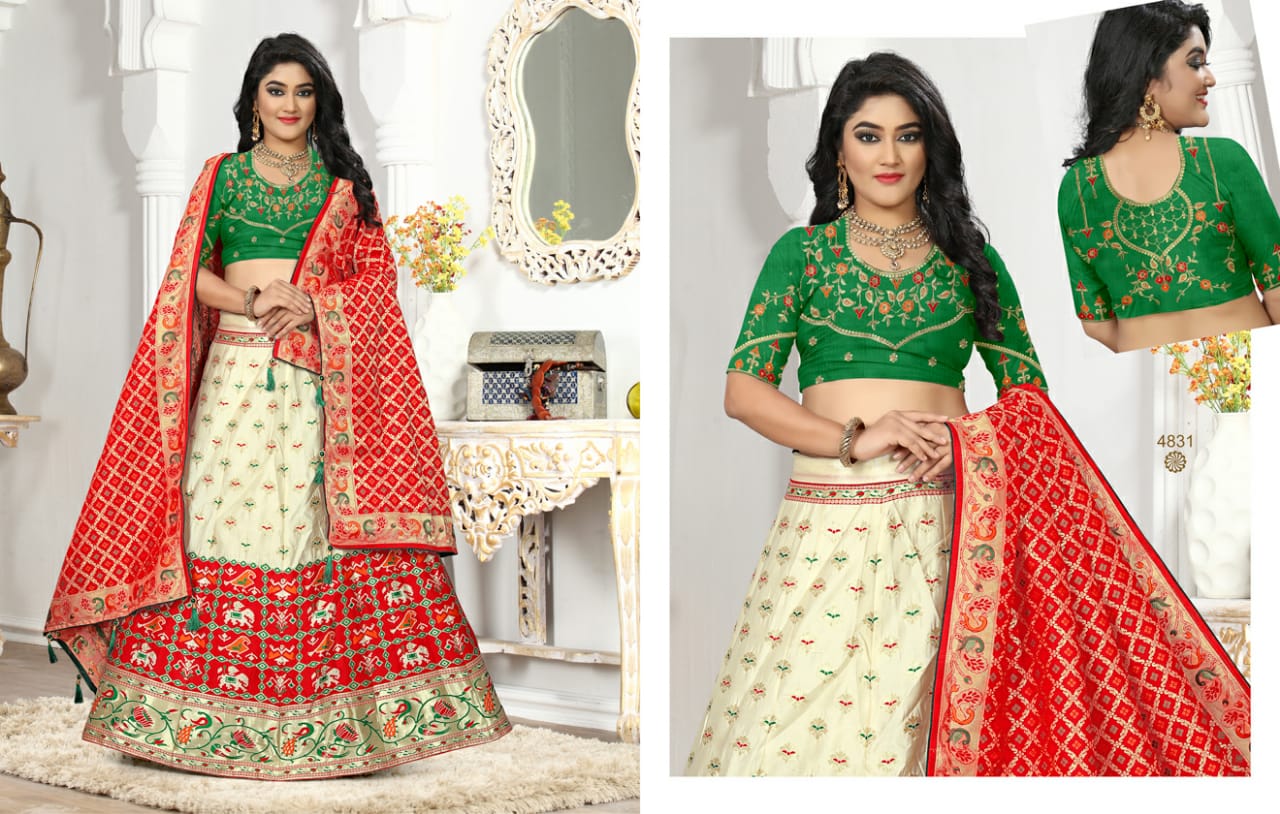 Kessi Presents Odhani Traditional Wear Silk Jacquard Kali Heavy Minakari Lehenga Choli Catalog Wholesaler