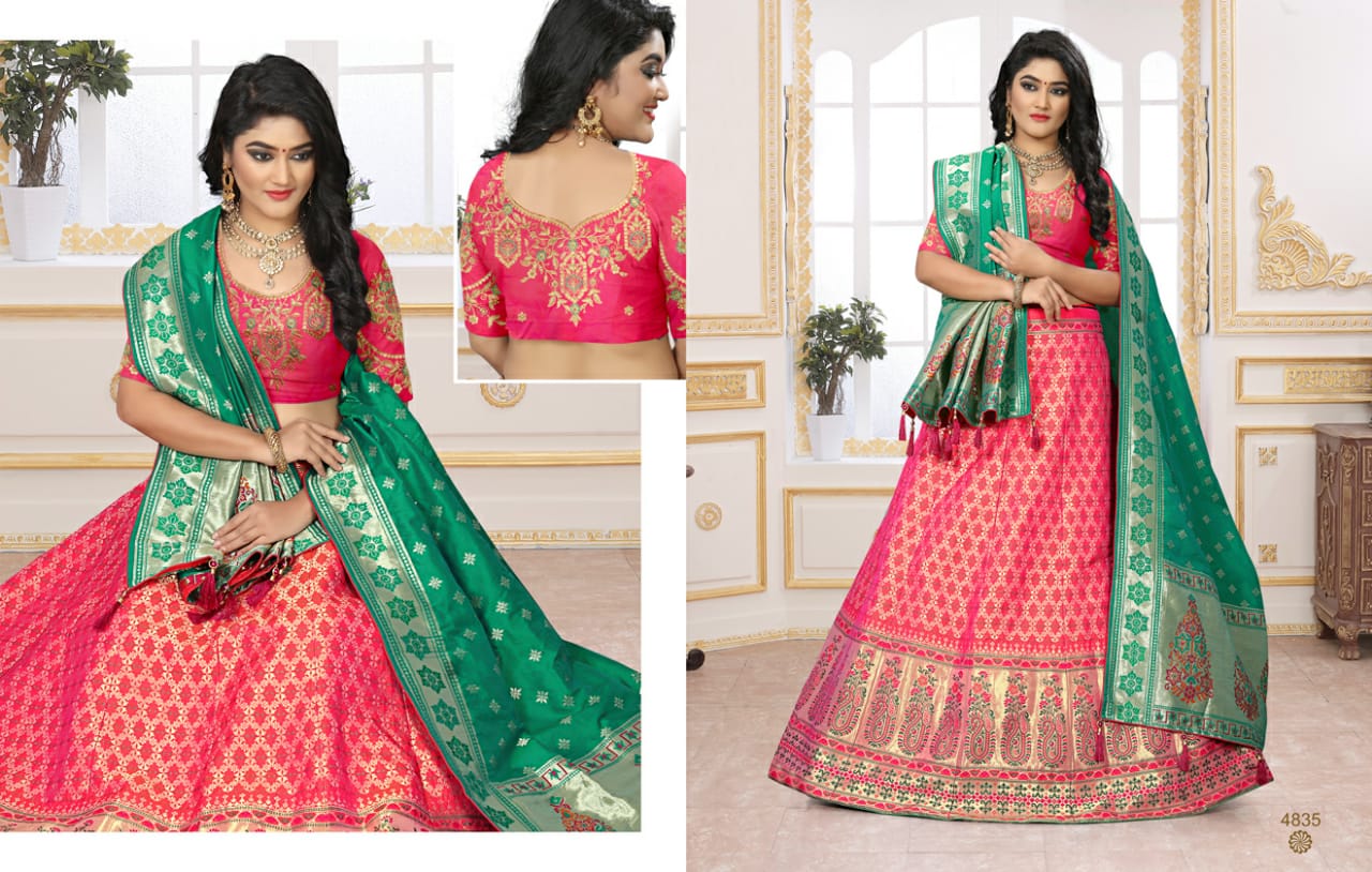 Kessi Presents Odhani Traditional Wear Silk Jacquard Kali Heavy Minakari Lehenga Choli Catalog Wholesaler