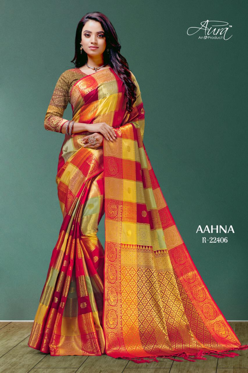 Aura Sarees Presents Aahna South Indian Style Cotton Silk With Rich Pallu Sarees Catalog Wholesaler