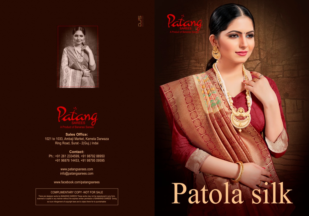 Patang Presents Patola Silk Indian Wedding Wear Silk Sarees Catalog Wholesaler