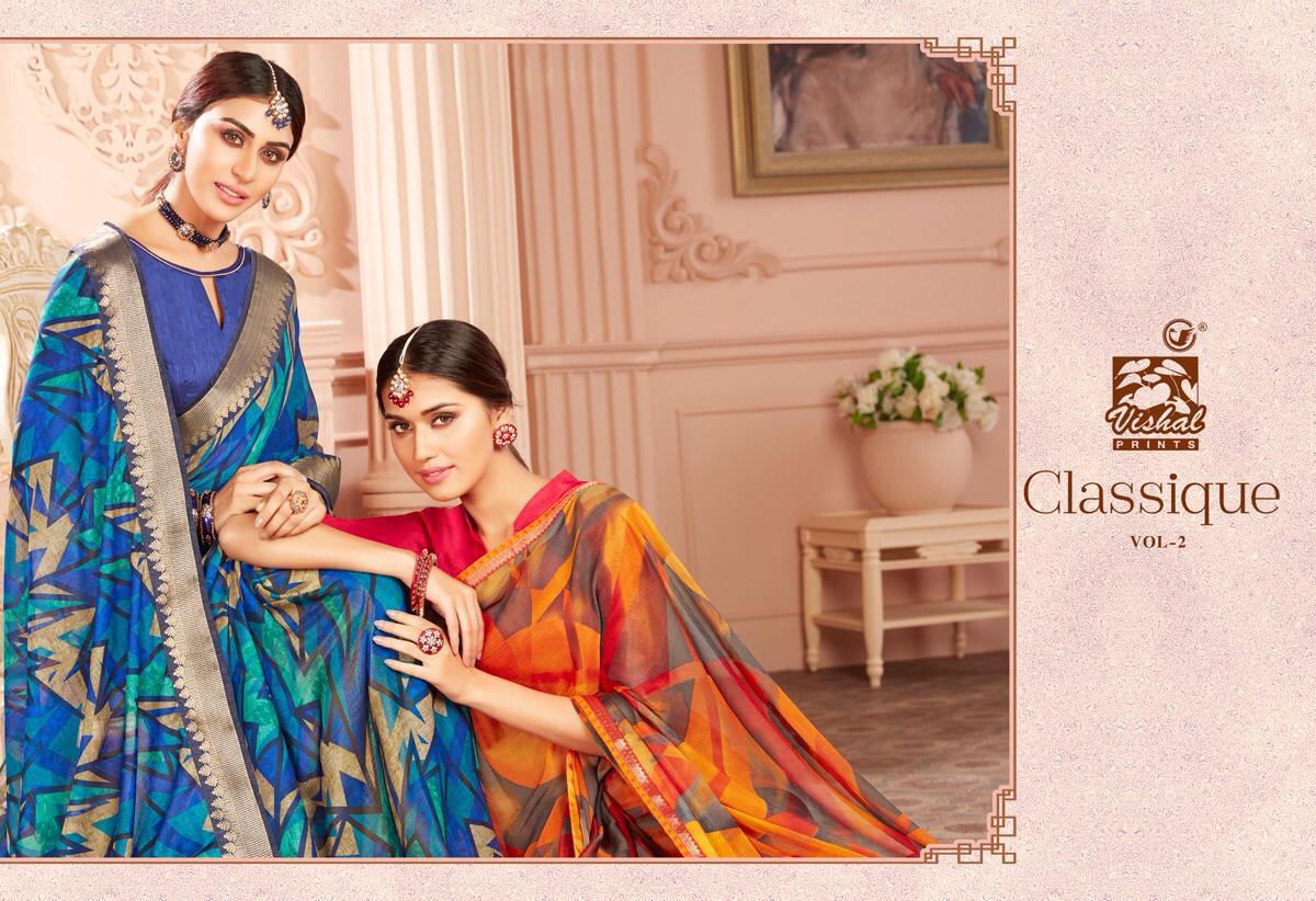 Vishal Sarees Presents Classique Vol-2 Designer Digital Printed Sarees Catalogue Wholesaler And Exporters