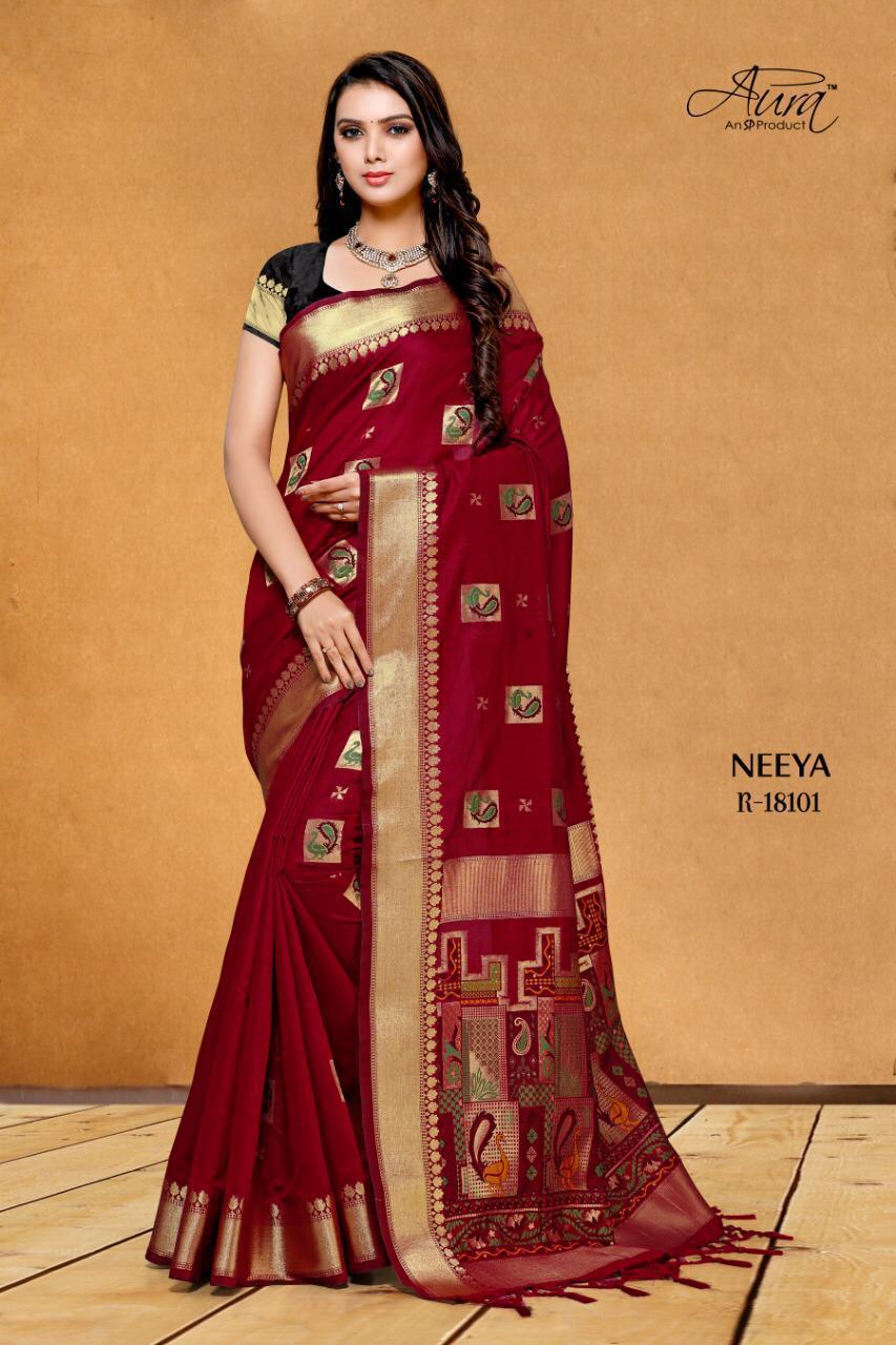 Aura Sarees Presents Neeya South Indian Style Pure Cotton Silk Sarees Catalog Wholesaler