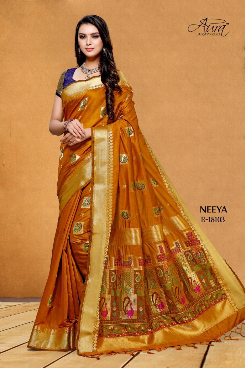 Aura Sarees Presents Neeya South Indian Style Pure Cotton Silk Sarees Catalog Wholesaler