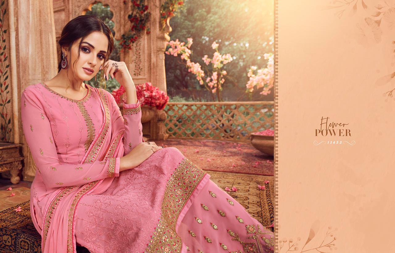 Meera Trends Presents Zisa Mayfair Beautiful Designer Georgette Embroidery Work Plazzo Style Salwar Suit Catalog Wholesaler