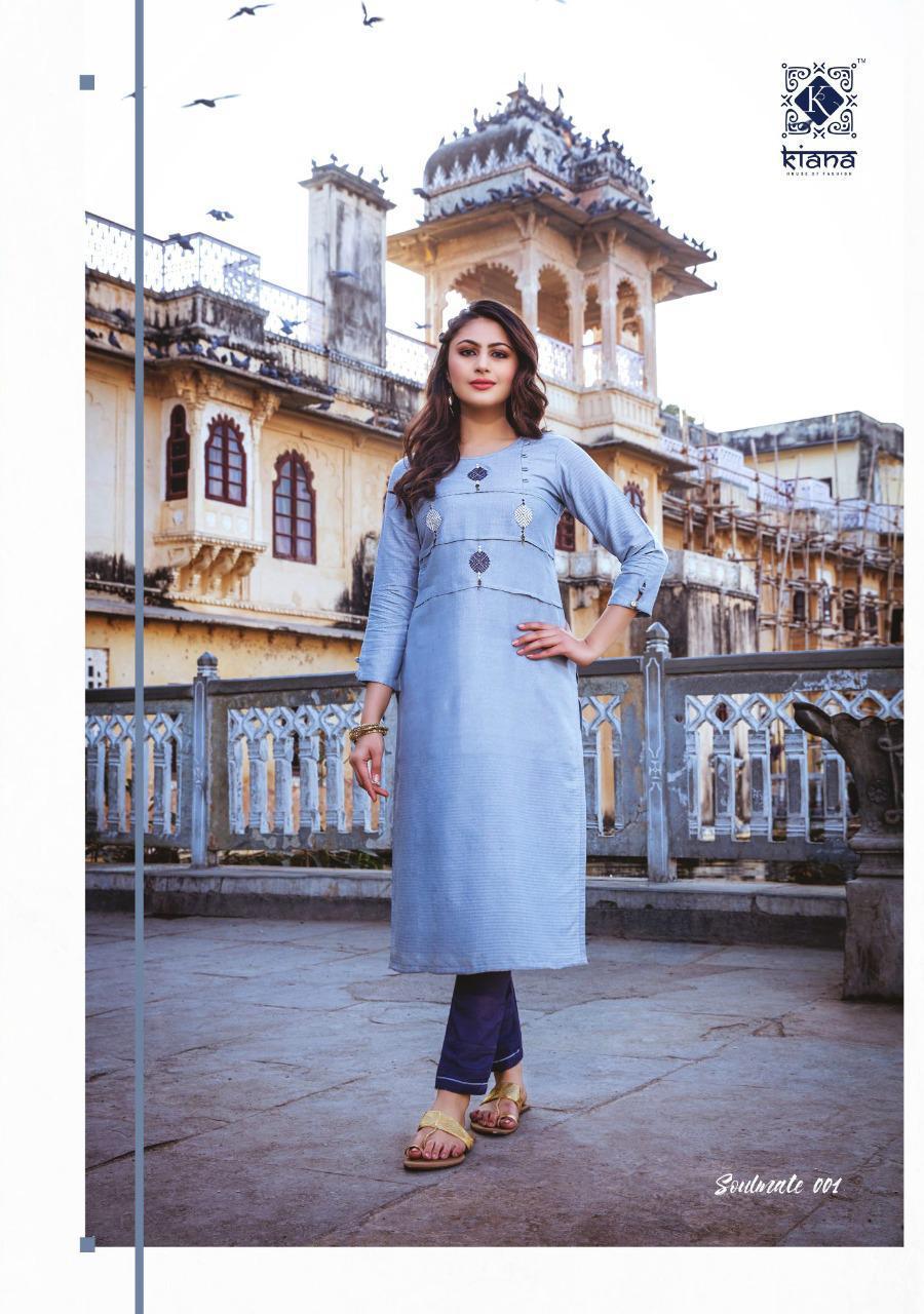 Kiana Kurtis Presents Soulmate Fancy Designer Rayon Kurtis With Pants Collection At Wholesale