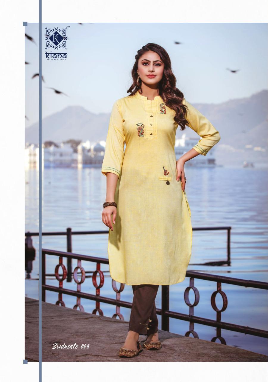 Kiana Kurtis Presents Soulmate Fancy Designer Rayon Kurtis With Pants Collection At Wholesale