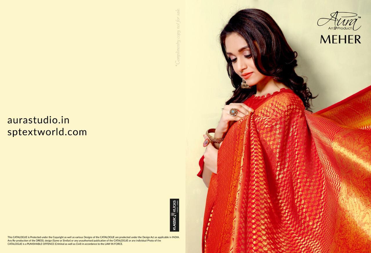 Aura Sarees Presents Maher Indian Traditional Wear Pure Kanjivaram Silk Sarees Catalog Wholesaler
