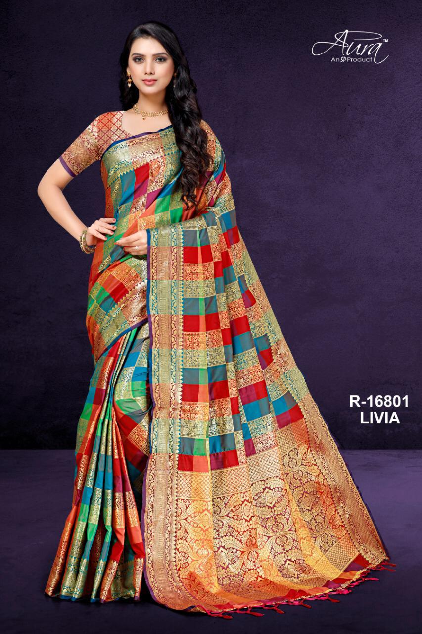 Aura Sarees Presents Livia South India Style Pure Silk With Rich Pallu Sarees Catalogue Wholesaler
