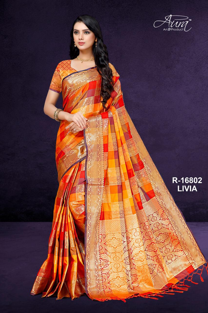 Aura Sarees Presents Livia South India Style Pure Silk With Rich Pallu Sarees Catalogue Wholesaler