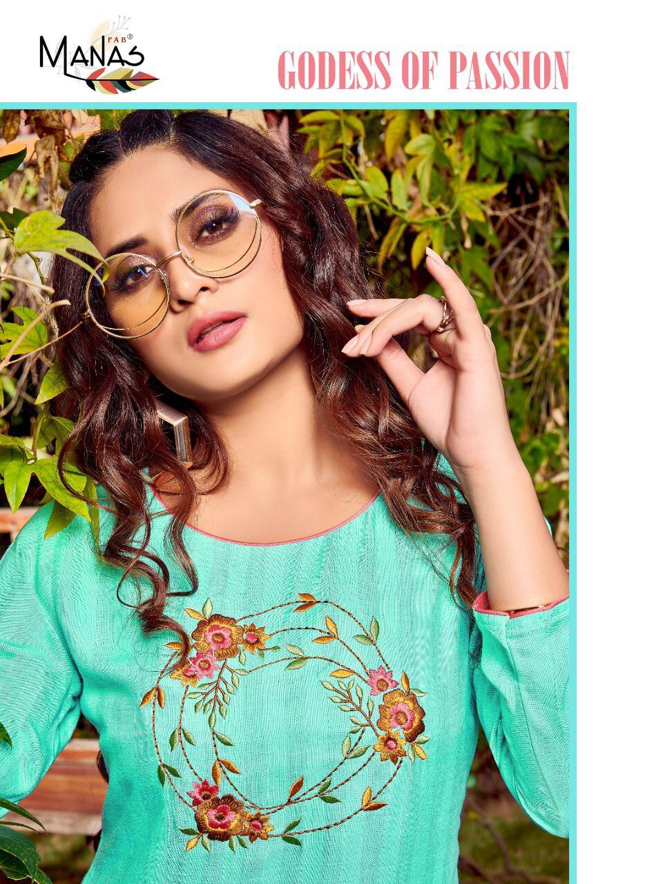 Manas Presents Hirwa Summer Special Special Rayon Kurtis With Plazzo Collection At Wholesale