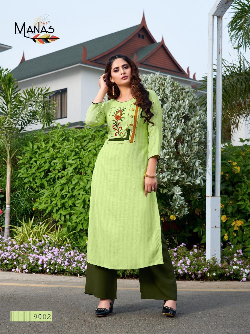 Manas Presents Hirwa Summer Special Special Rayon Kurtis With Plazzo Collection At Wholesale