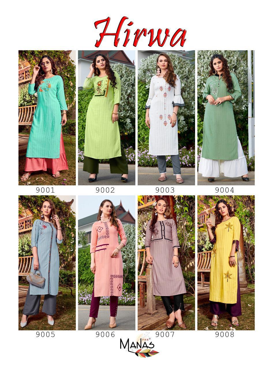 Manas Presents Hirwa Summer Special Special Rayon Kurtis With Plazzo Collection At Wholesale