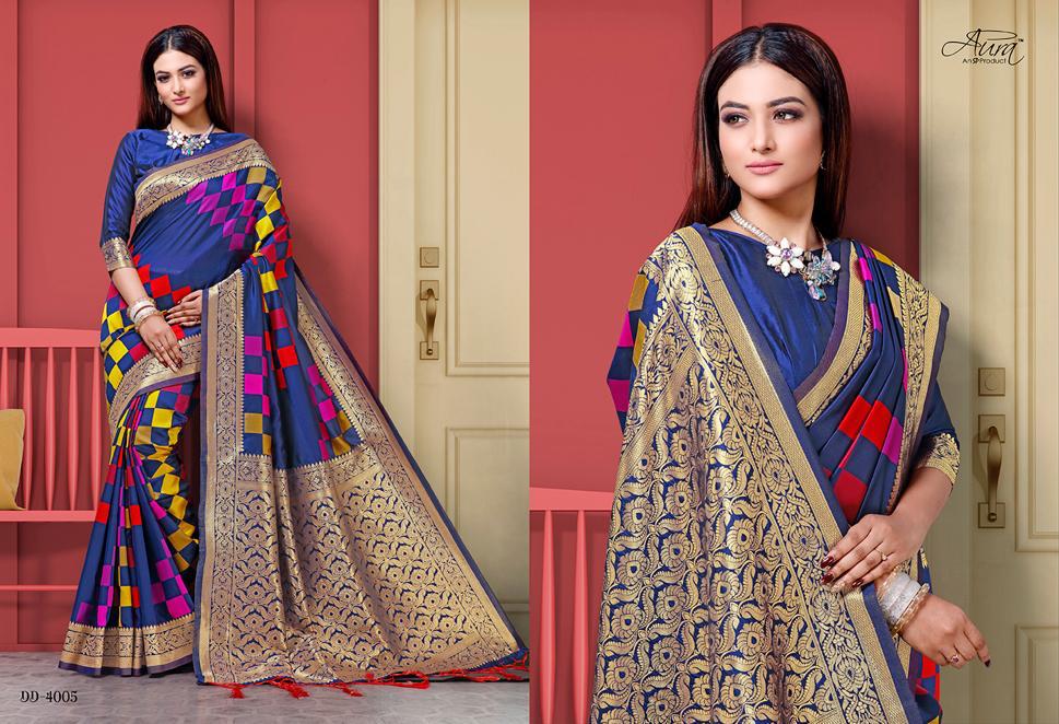 Aura Sarees Presents Kaisa Lichi Silk Beautiful Indian Style Sarees Cataloge Wholesaler