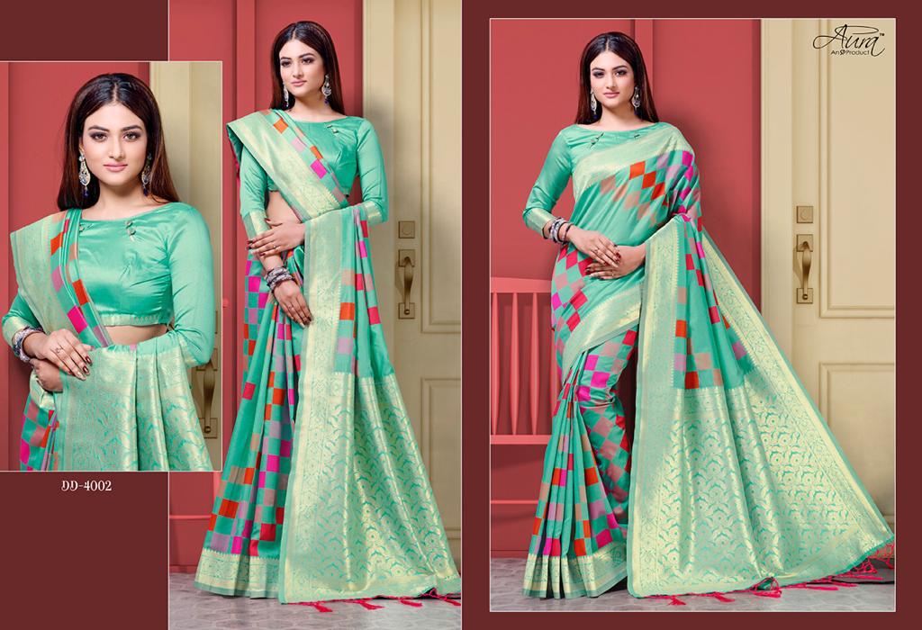 Aura Sarees Presents Kaisa Lichi Silk Beautiful Indian Style Sarees Cataloge Wholesaler