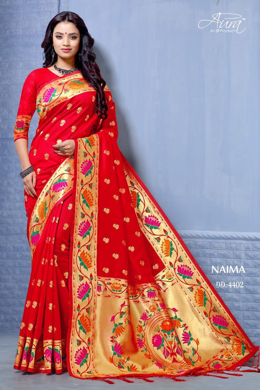 Aura Sarees Presents Naima Designer South Indian Cotton Silk Sarees Catalogue Wholesaler