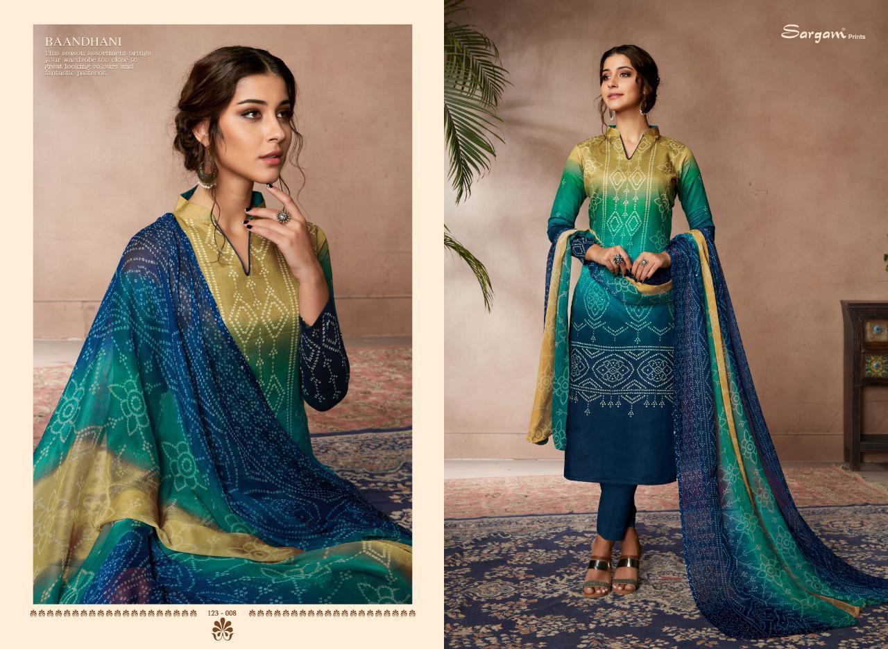 Sargam Print Presents Baandhani Vol-2 Beautiful Designer Zam Satin Digital Baandhani Printed Straight Salwar Suit Catalogue Wholesaler