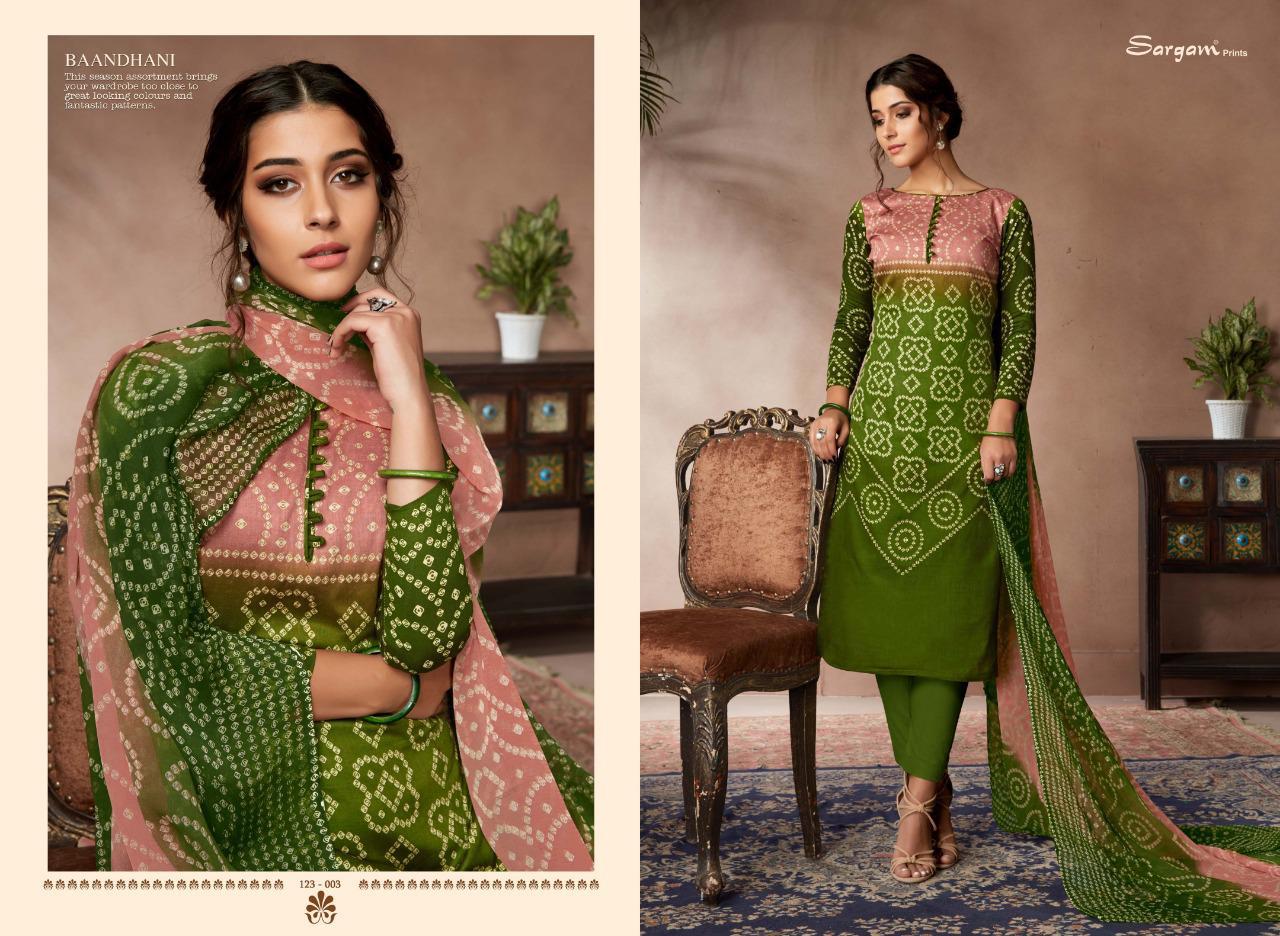 Sargam Print Presents Baandhani Vol-2 Beautiful Designer Zam Satin Digital Baandhani Printed Straight Salwar Suit Catalogue Wholesaler